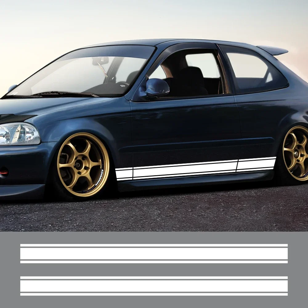 For Fiat Alfa Audi BMW Ford Toyota Car Side Skirt Stickers Long Stripe Graphics Vinyl Film Decals Auto SUV Tuning Accessories