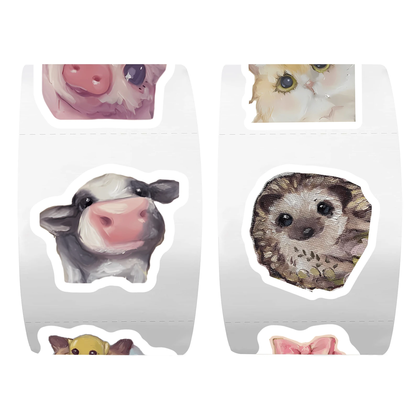 500pcs/Roll Cartoon Oil Painting Animal Doodle Sticker Roll DIY Creative Decorative Notebook Water Cup Mobile Phone Case Gifts