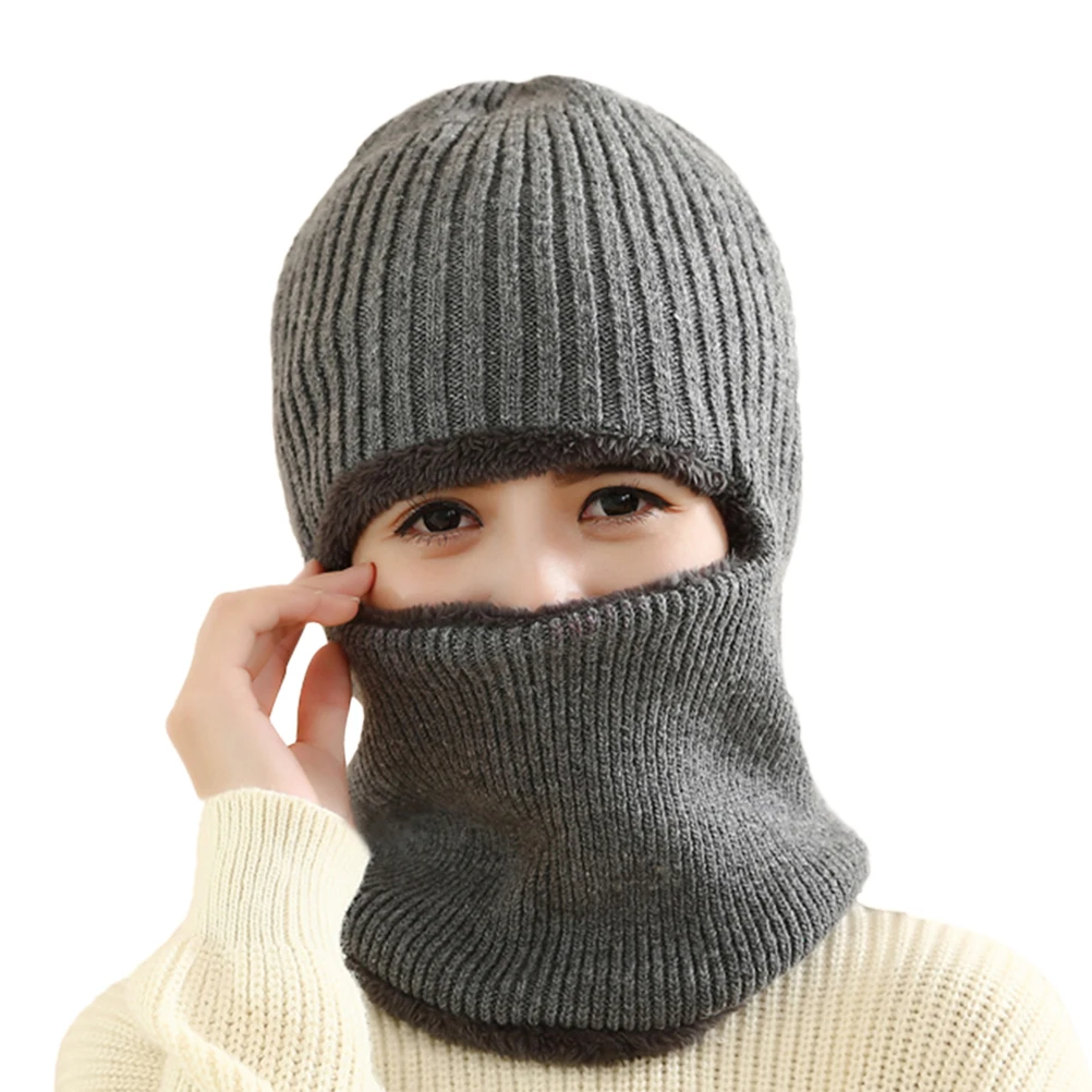 

Knitted Beanie Caps Single Hole Hat Collar Scarf Bike Face Masks Cycling Headwear Grey Accessories Men Women Lightweight