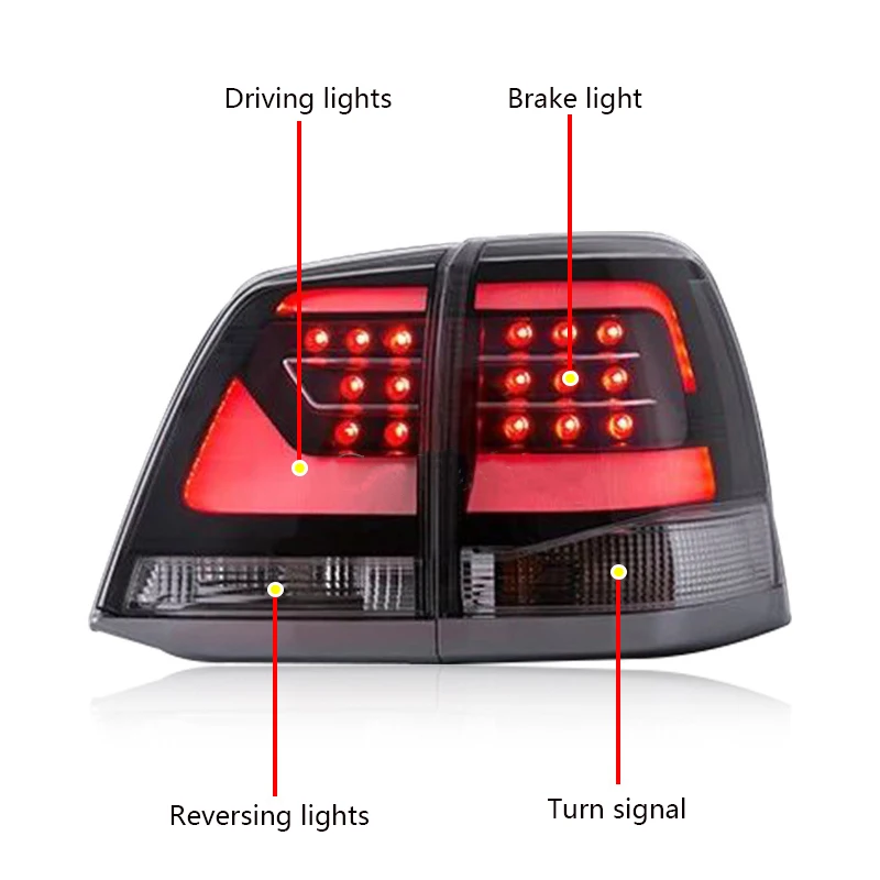 Car Styling For TOYOTA LED Rear Taillights for Land Cruiser 2008-2015 Tail Lamp Lamp DRL+Brake+Park+Signal Taillight assembly