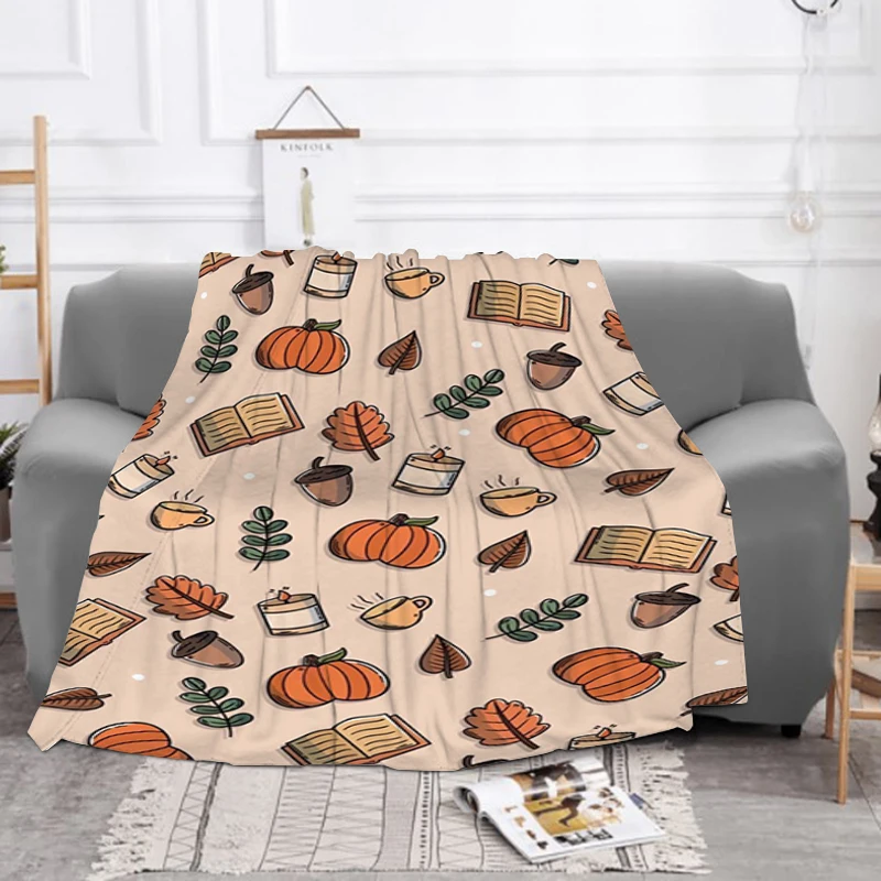 

Simple Pumpkin Leaf Theme Flannel Blanket High Definition Printing Custom Blankets Throw Blanket Available In All Seasons Nap