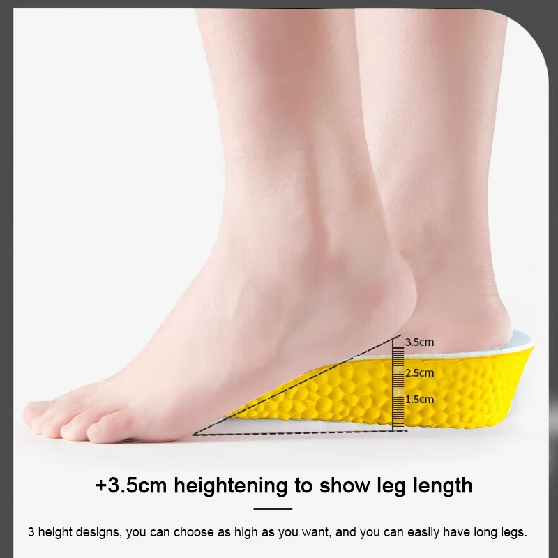 1Pair Sports Shock Absorption Insole for Feet 1.5cm/2.5cm/3.5cm Growing Sole Height Increase Templates Men Women Shoes Insoles