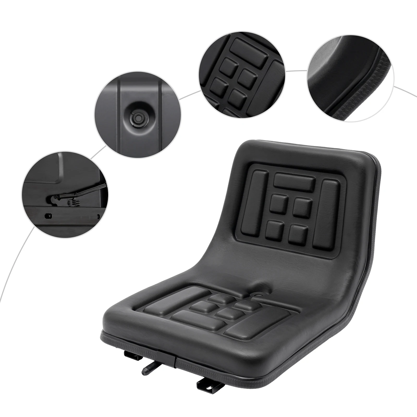

Universal Durable Slidable Tractor Seat +drain Hole For Dumper Mower Digger Ergonomic and Comfortable Flexible Adjustment Black
