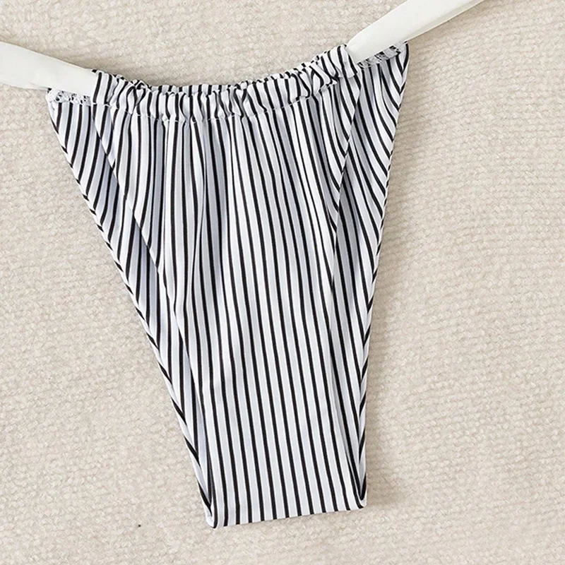 مثير أبيض أسود مخطط البيكينيات مجموعات قطعتين التعادل عارية الذراعين ثونغ ملابس السباحة المايوه ملابس الشاطئ Biquini Tankini