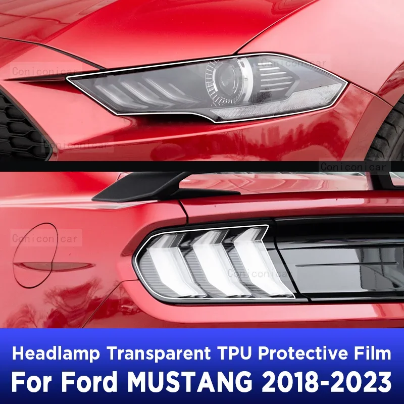 

Protective Film TPU Stickers For Ford MUSTANG 2018-2023 Car Headlight Transparent Black Repair Anti-Scratch Accessories PPF