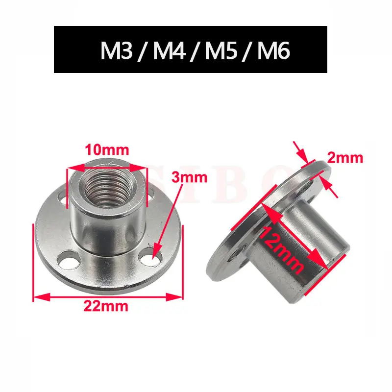 Tuerca de acoplamiento de brida M3 M4 M5 M6 M8, diámetro interior de 3MM, 4MM, 5MM, 6MM, 8MM, adecuada para el eje roscado del Motor