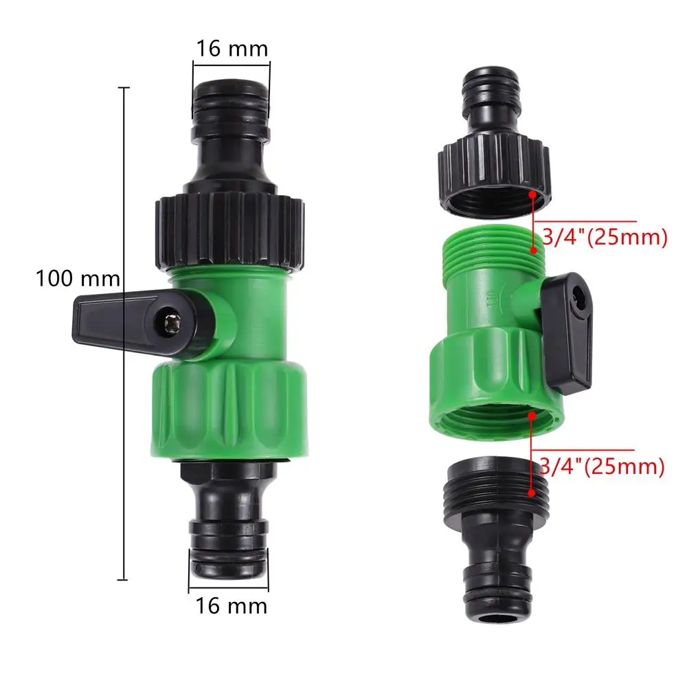 Double Nipple Hose Connector With Shut Off Valve Garden Water Pipe Quick Coupling Joint Irrigation Watering Fitting 2Pcs
