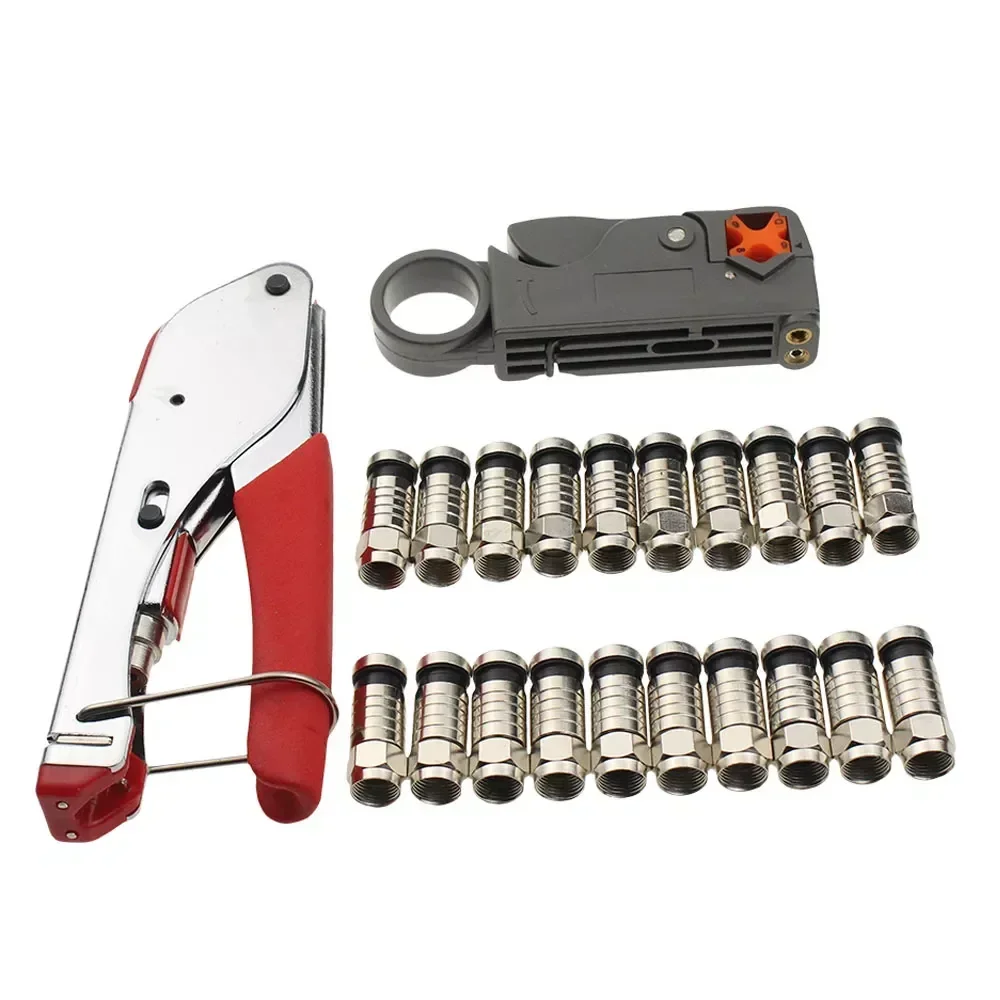 Coaxial Cable Manual Crimping Tool Set Kit For F-Type Connector RG58 RG59 RG6 Coax Cable Crimper With Compression Connectors