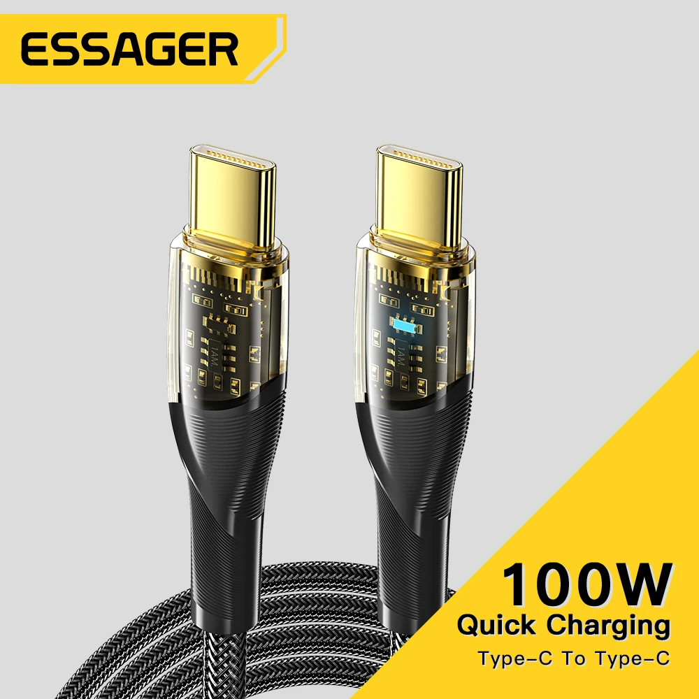 

Essager 100W USB-C To USB C Cable PD Fast Charging Charger Wire Cord For Macbook iPad Samsung Huawei Xiaomi POCO 5A Type-C Cable