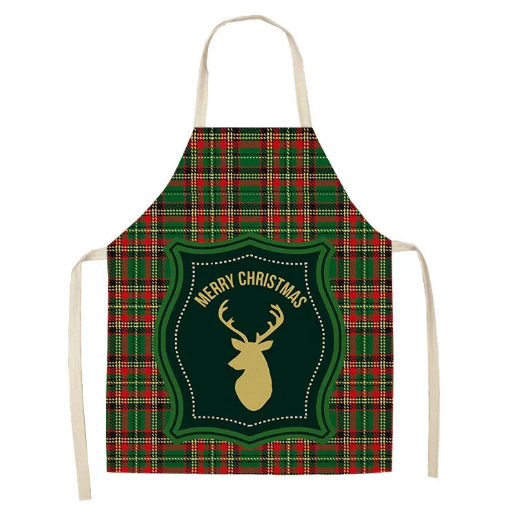 Christmas series striped plaid cotton linen antifouling apron adult children kitchen housework cleaning blouse