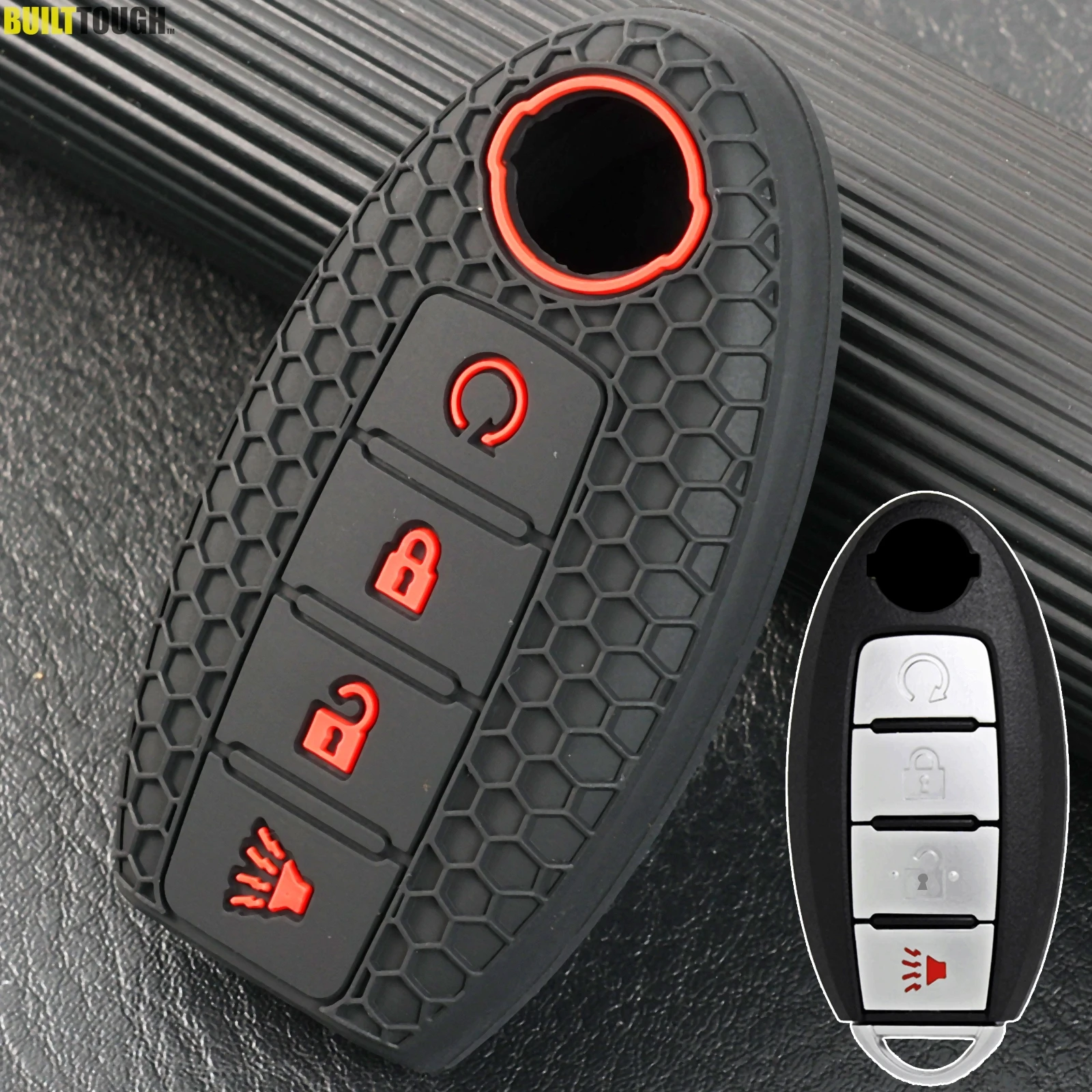 4 Button Remote Key Fob Ring Chain Case Cover Holder Shell Silicone For Nissan Titan XD Leaf Rogue Altima Maxima Versa 2020 2021