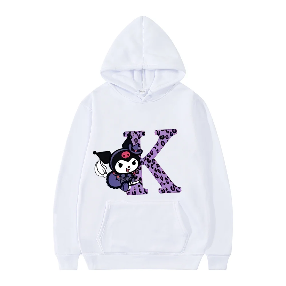 Kuromi Anime Letter A-Z Women and Men Long-sleeved New Sanrio Autumn Hoodies Clothes Girly Heart Clothes Kawaii Birthday Gift