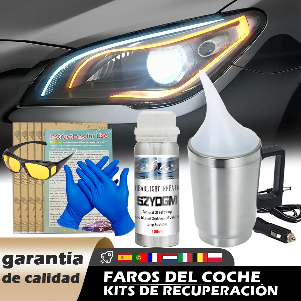 Kit de restauración de faros delanteros de coche, accesorios de reparación de faros, Kit de pulido, mantenimiento de limpieza de detalles