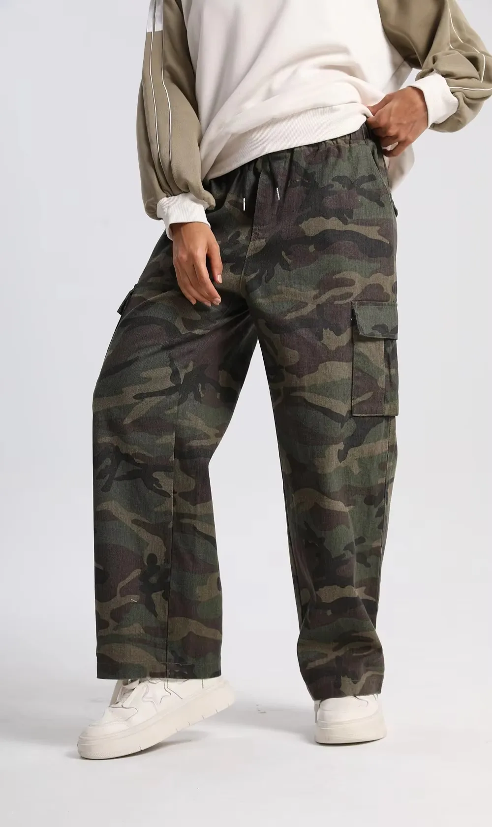 JHJN pantalones casuales holgados con bolsillos grandes para hombres y mujeres estilo americano Vintage Hip Hop camuflaje pantalones Cargo de pierna ancha