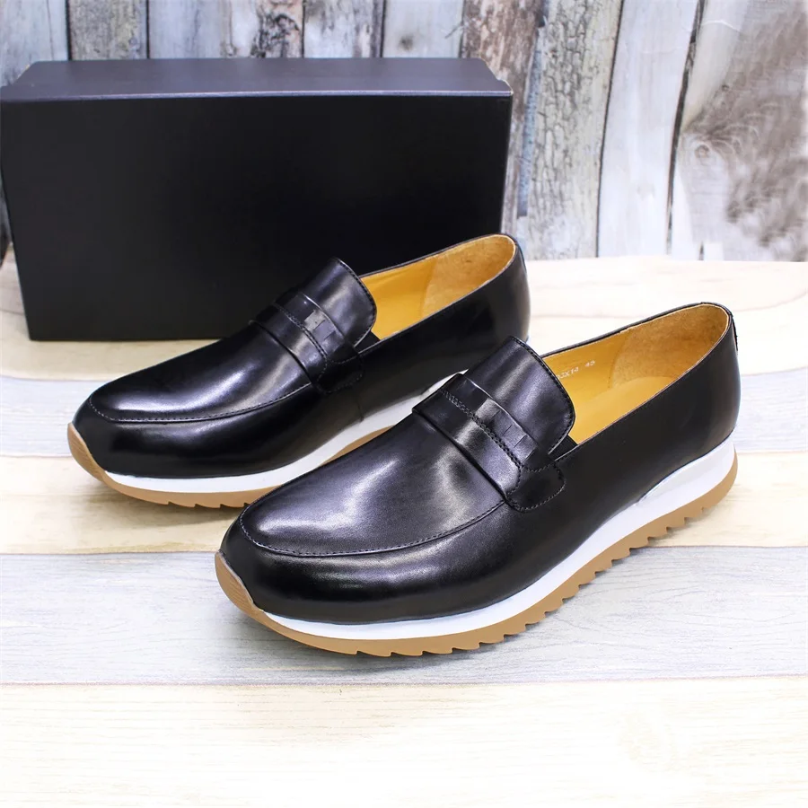 Genuine Leather Men Shoes Slip On Loafers Handmade Comfortable Fashion Casual Leather Shoes Banquet Formal Dress Men Shoes