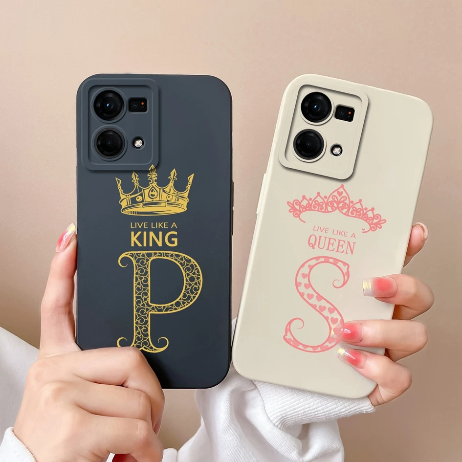 For Oppo Reno7 4G F21 Pro Case Cover Luxury Fashion Screen Protector Liquid Silicone Matte Letters Couple For Oppo Reno 7 Fundas