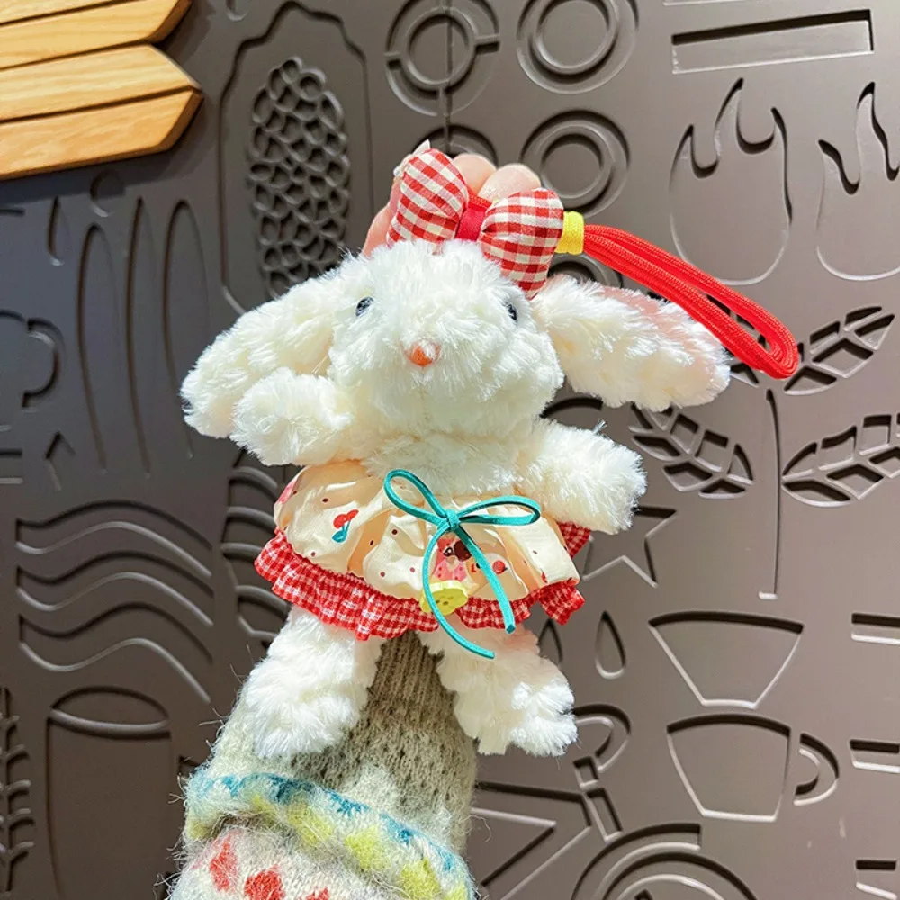 

Bow Plush Rabbit Keychain Stuffed Princess Pearl Dress Rabbit Doll Keyring Cartoon Soft Drooping Ear Rabbit Pendant