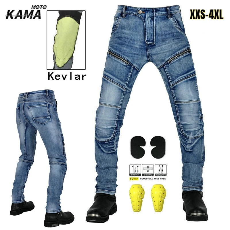 

Men's Motorcycle Riding Jeans, Retro Casual Pants Anti-drop, Women's Motor Motocross Washable Stretch Pants Tear-resistant