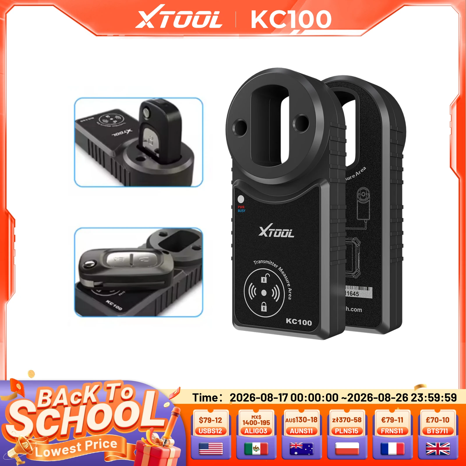XTOOL KC100 programmeur porte-clés pour VW 4 & 5ème pour BMW CAS1-CAS3 pour Skoda IMMO MQB outil fonctionne avec X100PAD3 X100MAX D8S D9S
