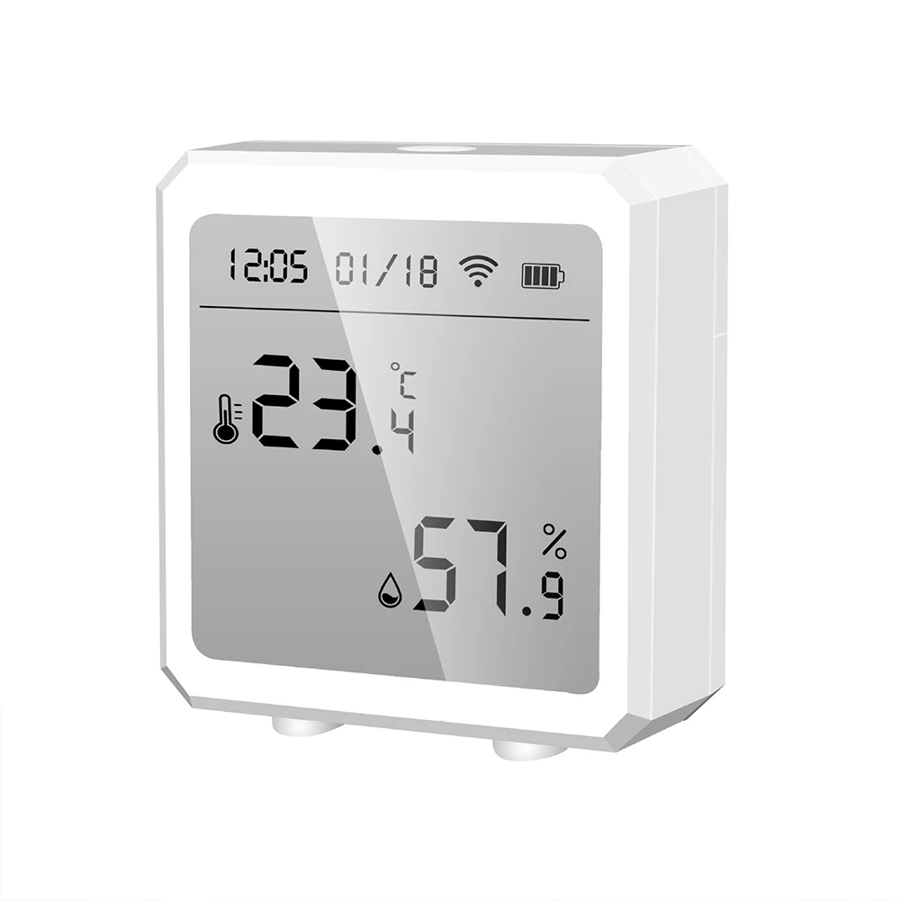 WiFi Temperature Humidity Sensor Smart Home Automation Monitoring Baby Room ABS Battery Operated LCD Display Fit For Alexa