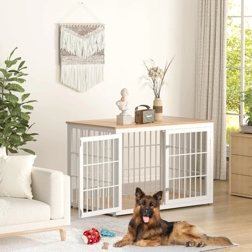 Durable Dog Crate for Extra Large Dogs, Decorative Pet House Side Table, Indoor Dog Crate, Wooden Cage, Kennel Furniture