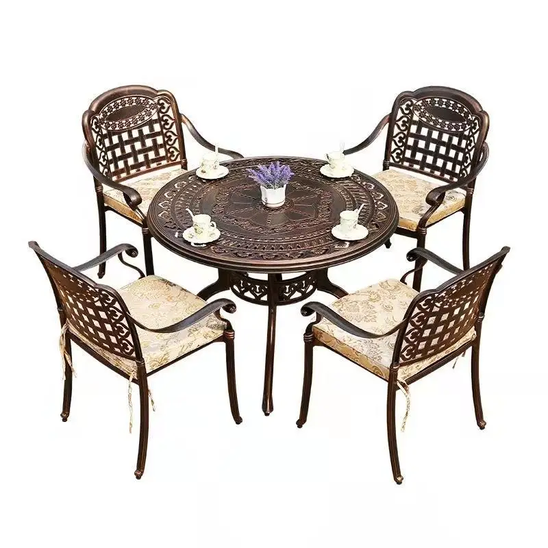 

Outdoor table and chair combination cast aluminum barbecue table courtyard open-air balcony small coffee table outdoor leisure t