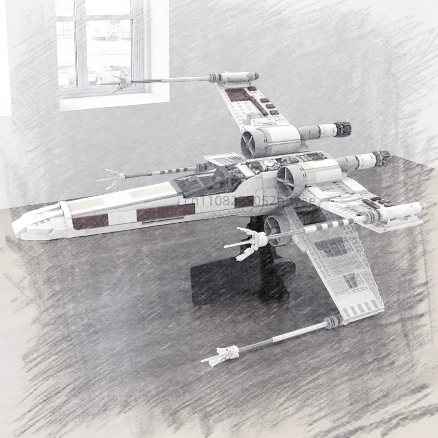 

1900 + шт. Moc X-Wing Starfighter, украшение для дома, украшение интерьера, сборка кирпичей, модель игрушки «сделай сам», подарок на Рождество и день рождения