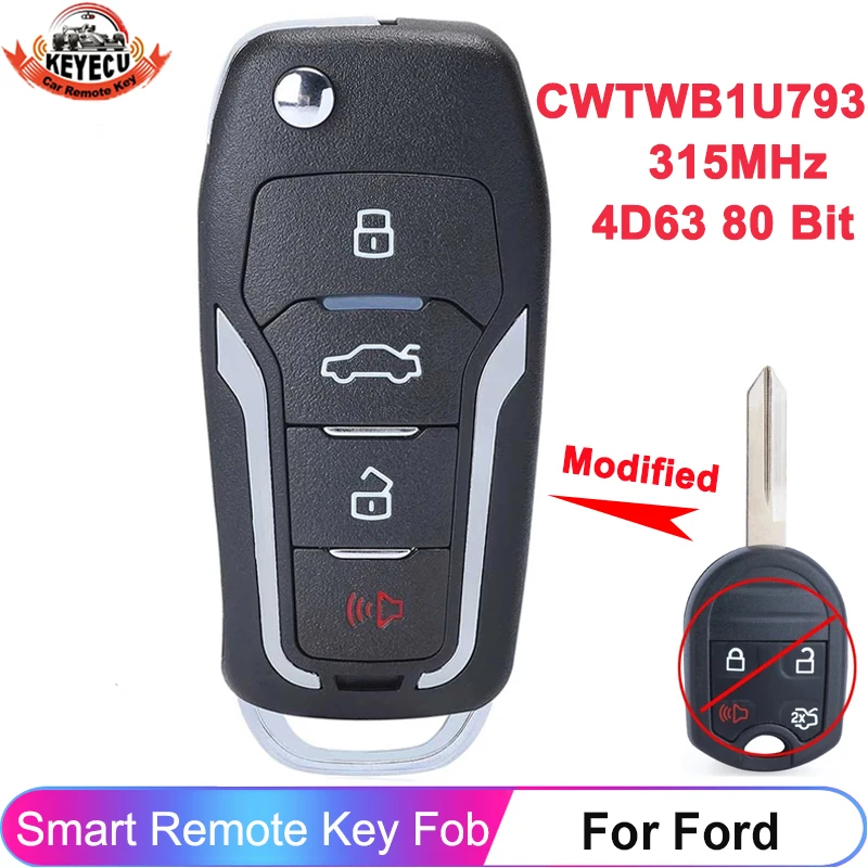 

KEYECU Upgraded CWTWB1U793 315MHz 4D63 For Ford Explorer Flex Focus Fusion Edge Escape Expedition Mustang Taurus Remote Key Fob