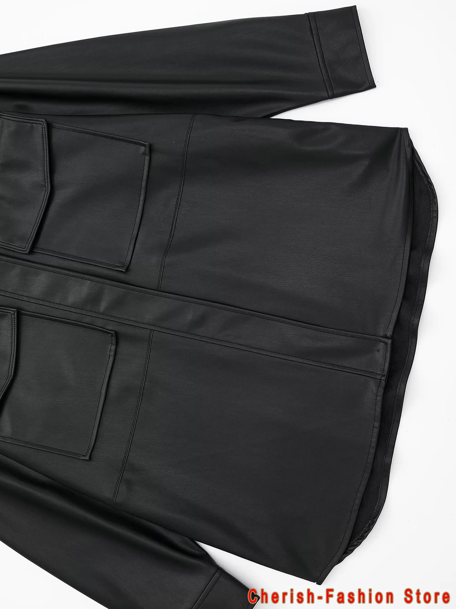 Nuove camicette in pelle PU oversize da donna chic 2023 primavera autunno cappotto Basic in ecopelle nera giacca da motociclista con colletto rovesciato