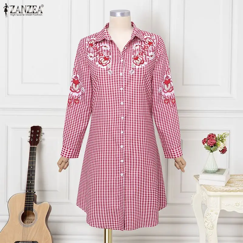 Women Plaid Dress F… - image