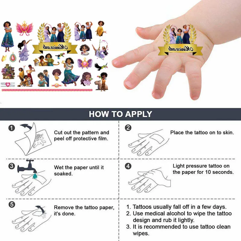 ديزني Encanto الأصلي لصاقات وشم مقاوم للماء Isabella ميرابيل ملصق مضحك الكرتون الاطفال الفتيات عيد الميلاد هدية عيد ميلاد لعبة #5