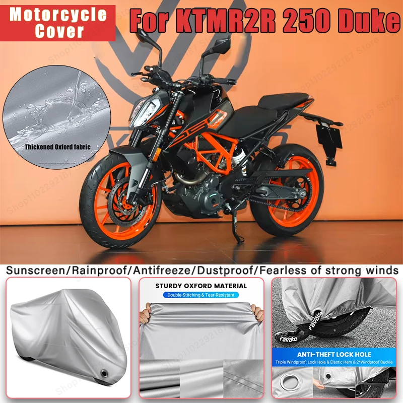 

For KTMR2R 250 Duke No Ear Motorcycle Cover - Outdoor Full Body Protection, Waterproof Dustproof Sunscreen Accessories