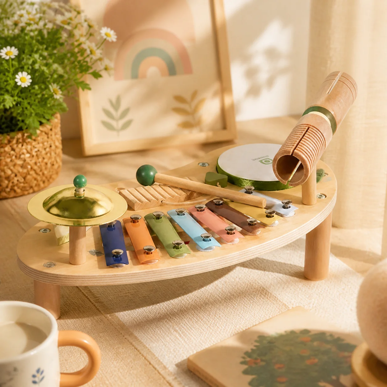 children's-music-activity-table-educational-wooden-music-table-with-drums-percussion-set-multi-functional-toy