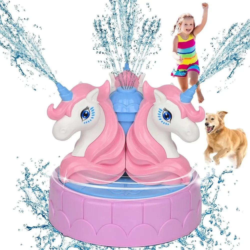 Sprinkler for Kids Outdoor Water Toys Backyard Spinning Unicorn Toddler Sprinkler Toy Summer Outside Toys Attaches to Garden