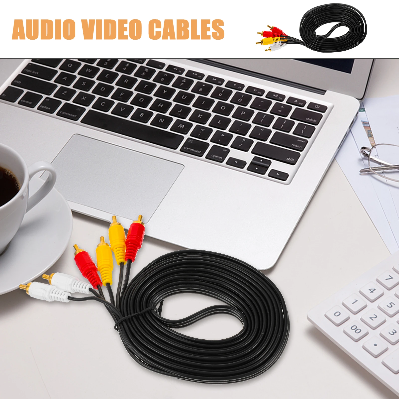 

Video Cord Audio Cable Auxiliary Cord for VCR to 3m Black PVC Copper Composite Stereo Signal