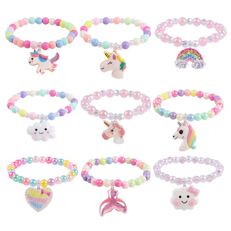

Cartoon Rainbow Unicorn Colorful Beads Bracelet Kids Girls Birthday Party Favors Goodie Pinata Filler Baby Shower Christmas Gift