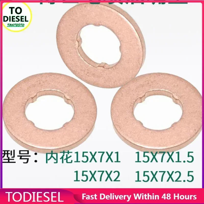 100PCS Diesel Injector Copper Washer Gaskets Repair Kits 7X15/9X18 Thickness 1-3mm for BOSCH DENSO AOWEI CAT CUMMINS