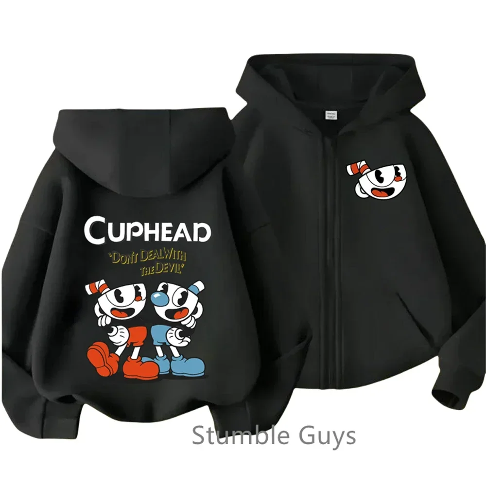 Kids Cuphead Zipper Hoodie Boys Clothes Girls Trucksuit Fashion Anime Sonic Sweatshirt Narutos Long Sleeve Children Casual Tops