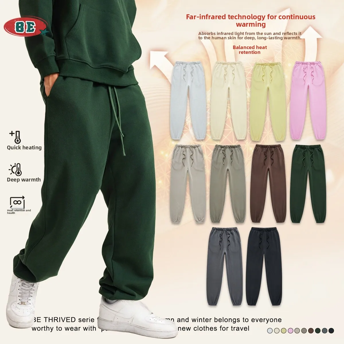 

Teenage Boys Loose Fit Fce Lined Cuffed Sports Pants Autumn Winter Casual Cotton Trousers Youthful Dync Sle