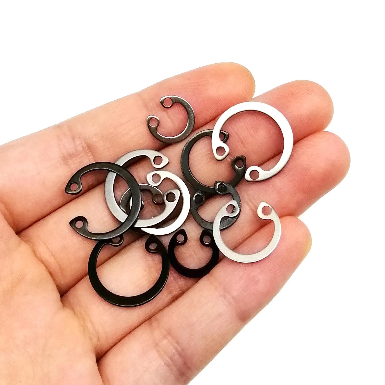 1 Box M8-M24 Assortment Kit Set C Type Internal Circlip Retaining Hole Clip Snap Ring GB893 304 Stainless Steel Black 65mn Steel image 5