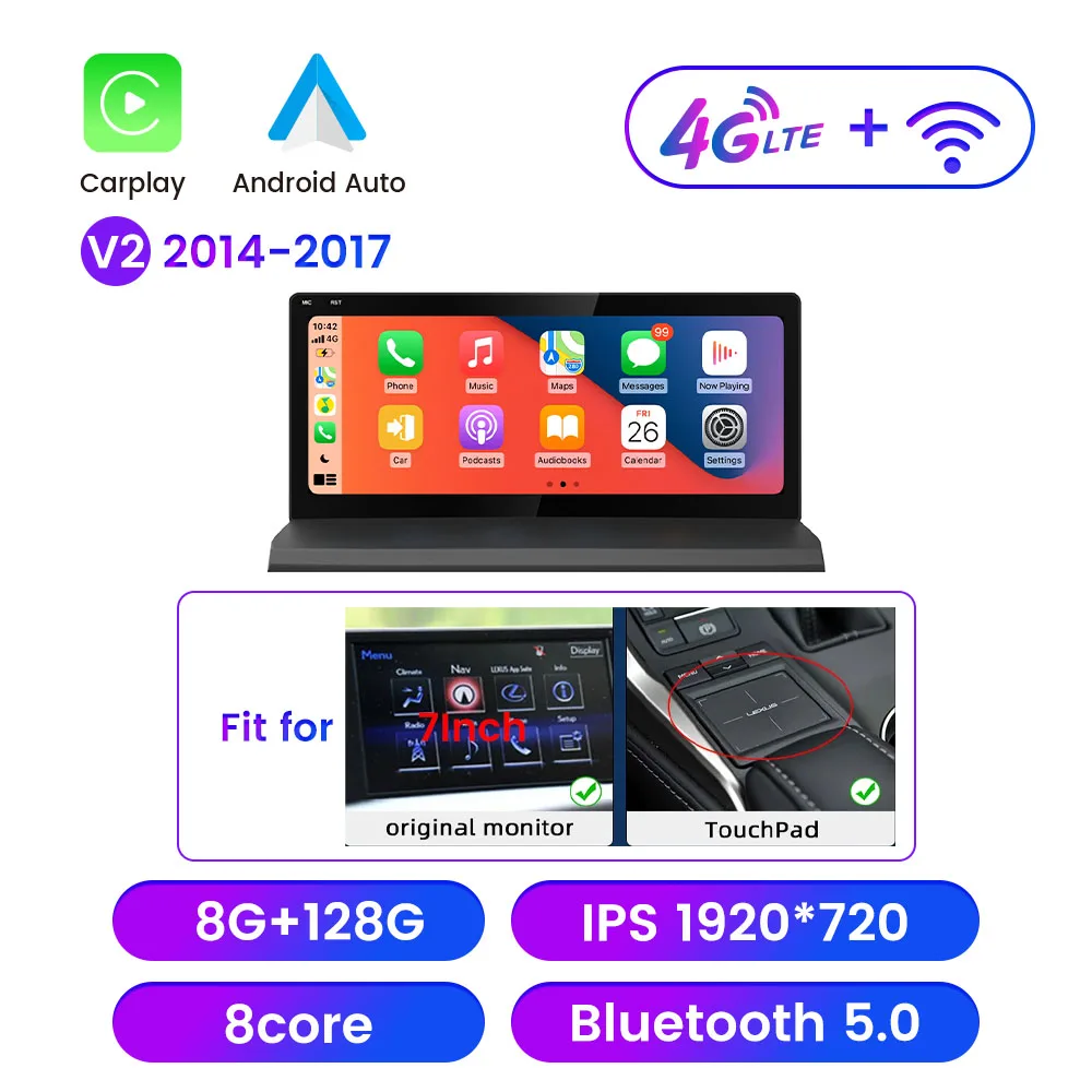10.25 Inch Android Autoradio Voor Lexus NX NX200 NX200T 300h 2014-2020 Gps-navigatie Multimedia Speler Carplay Android auto Ips
