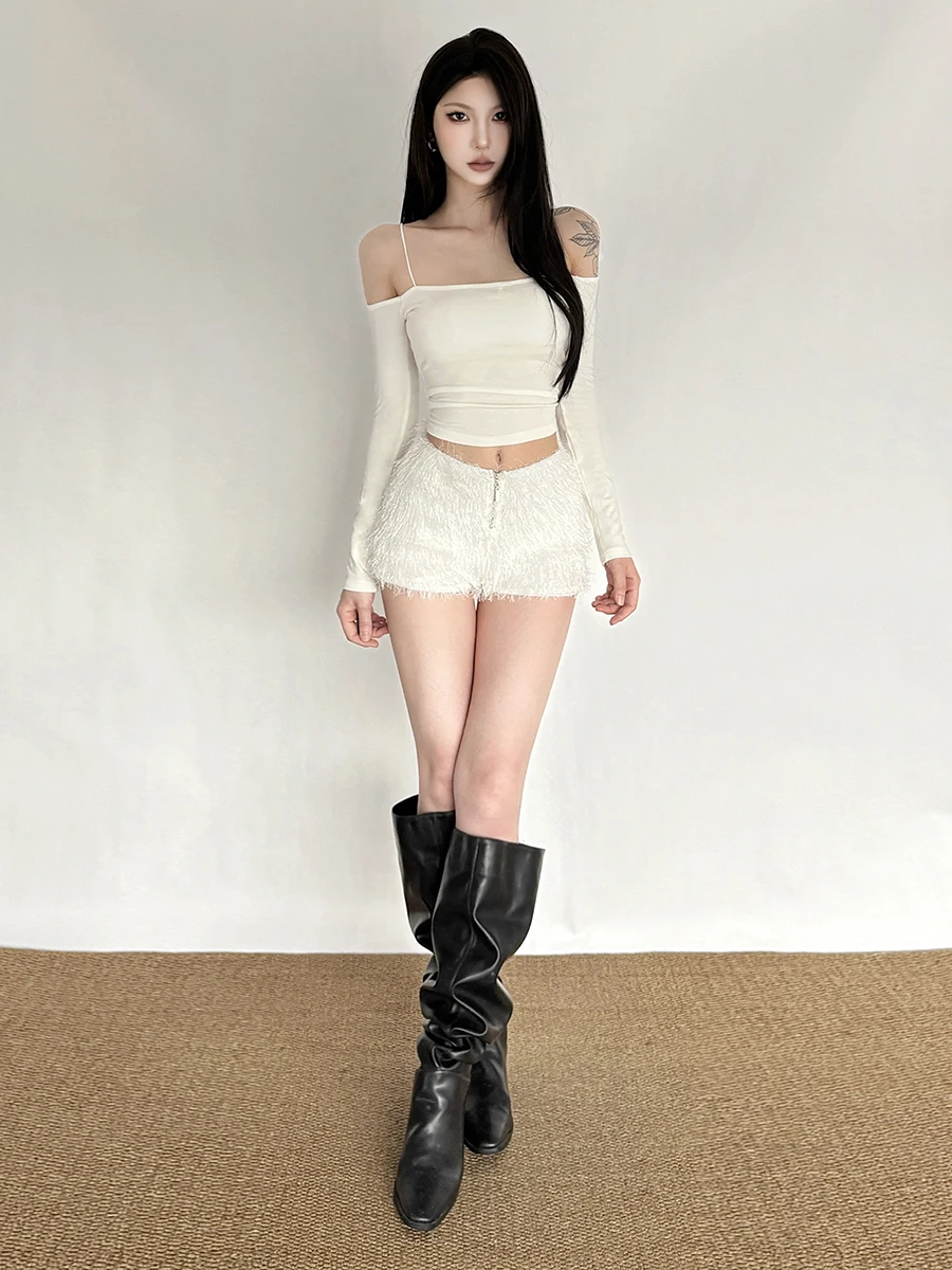 Weird Puss Faionable Zipper Abnehmen ort Hosen frauen Coole Nette Pelz Bein Verlängerung Niedrige Taille Polyester Faser Casual Hosen