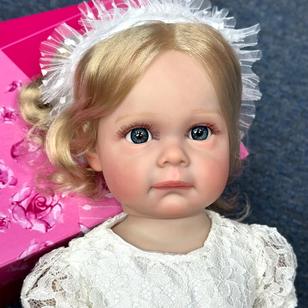 22 Zoll lebensechte Mädchen-Reborn-Puppe mit weichem Vinylkörper und möglicherweise Gliedmaßen, realistische Babypuppe W-2142