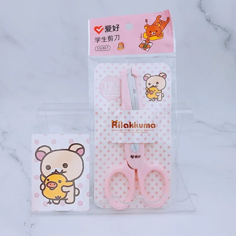 AIHAO Rilakkuma 학교 가위, 귀여운 카와이 DIY 일기 장식 가위, 수공예 종이, 어린이 학생 문구, SS007, 3 개