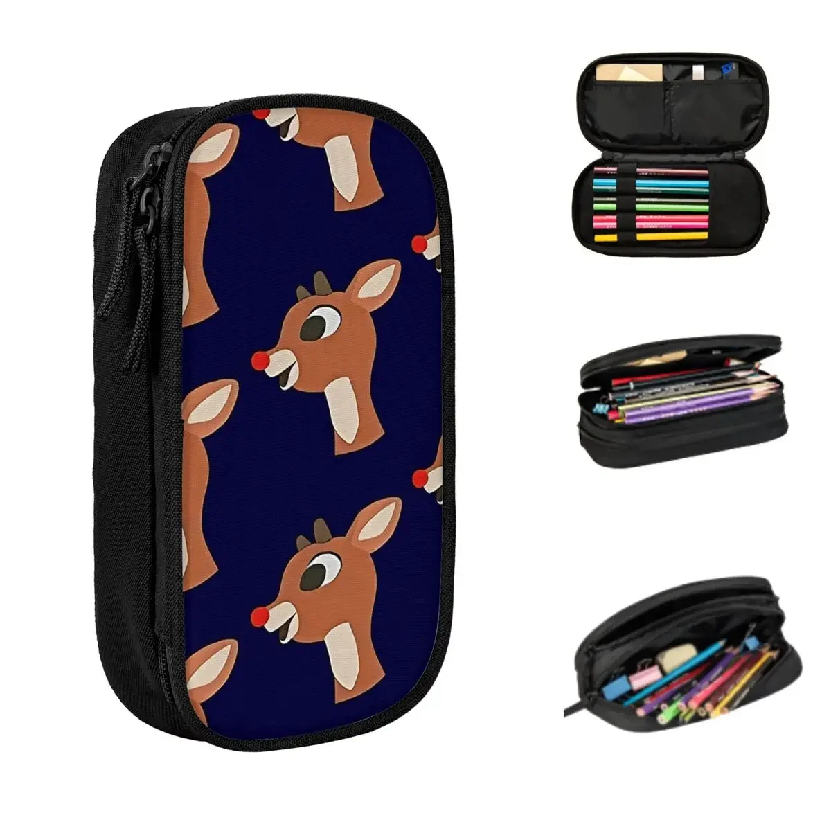 

Rudolph The Red Nose Raindeer Pencil Cases Big Capacity Pen Bags Pen Box Pencil Pouch For Boys Girls Stationery School Office