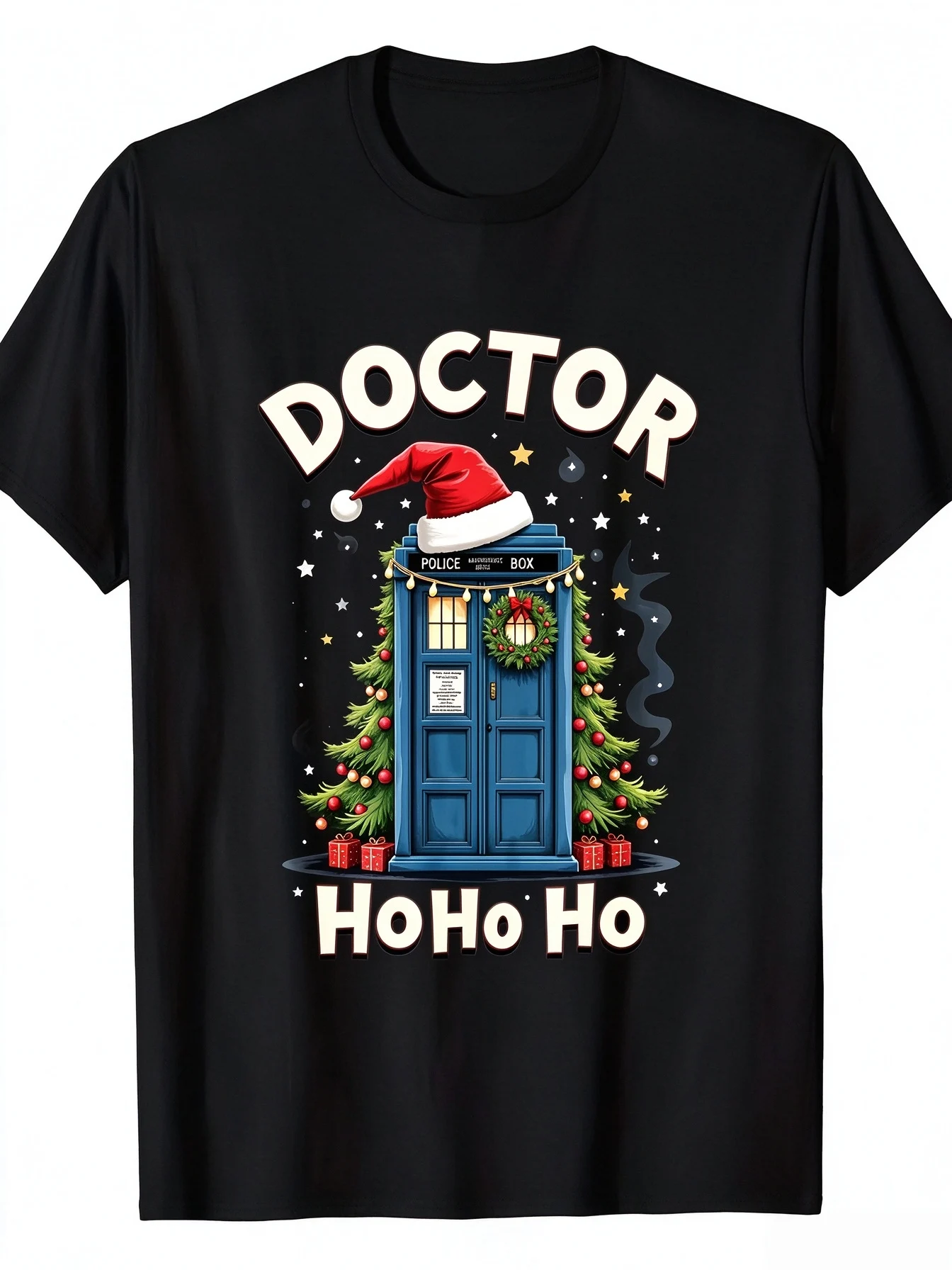 Men Sports Quick Dry Breathable Christmas T Shirt Festive Booth Tree Ho Ho Ho Pattern Short Sleeve Athletic Tee Shirts For Men