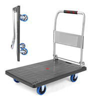 Folding Dolly Cart with Wheels Collapsible - 860lbs Alloy Steel Portable Foldable Moving Push Utility Flat Hand Trucks, Heavy Du