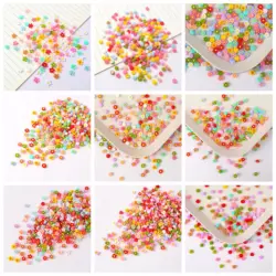 100pcs 6mm Resinous Flat Bottomed Coloured Flower Nail Decoration Mobile Phone Case Decoration Accessory Materials