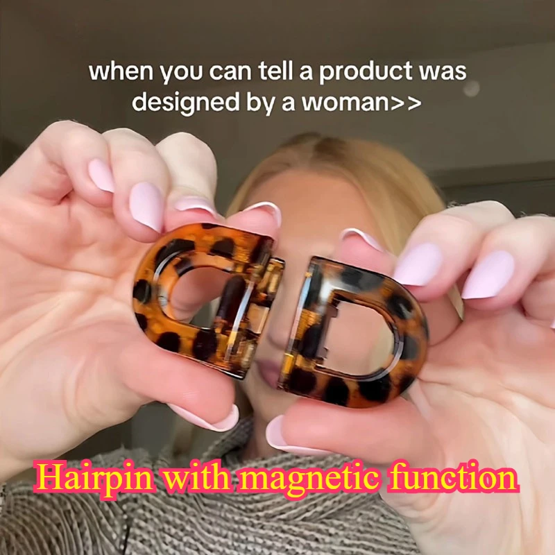 

Leopard Print Magnetic Bow Hair Clips Set 2026 New Small Snap Clips for Back Hair