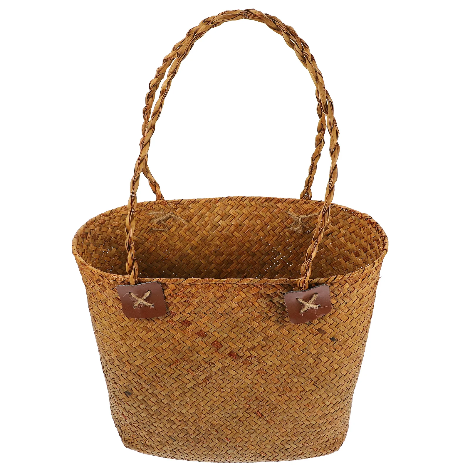 Large Capacity Handwoven Straw Basket Portable Picnic Basket with Handles for Fruit Vegetable Storage Baskets for Gift Empty